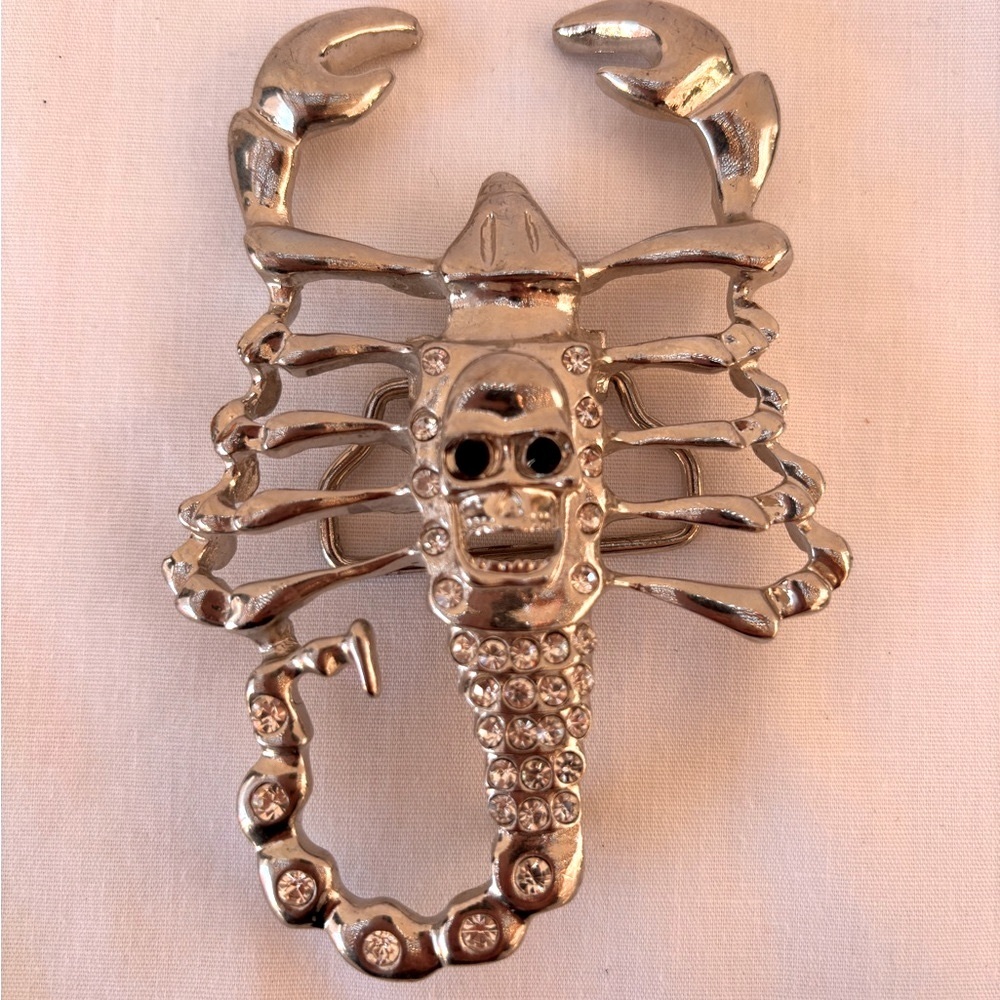 Silver Gothic Rock Scorpion Skull Belt Buckle